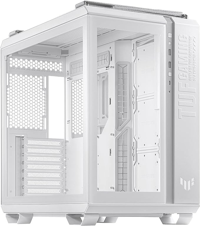 ASUS TUF Gaming GT502 White ATX Mid-Tower Computer Case,Front Panel RGB Button,USB 3.2 Type-C,2x USB 3.0 Ports,Tool-free Side Panel,ARGB Hub, 360mm and 280mm Radiator compatible, Fabric Handle on top. ASUS TUF Gaming GT502 White ATX Mid-Tower Computer Case,Front Panel RGB Button,USB 3.2 Type-C,2x USB 3.0 Ports,Tool-free Side Panel,ARGB Hub, 360mm and 280mm Radiator compatible, Fabric Handle on top.